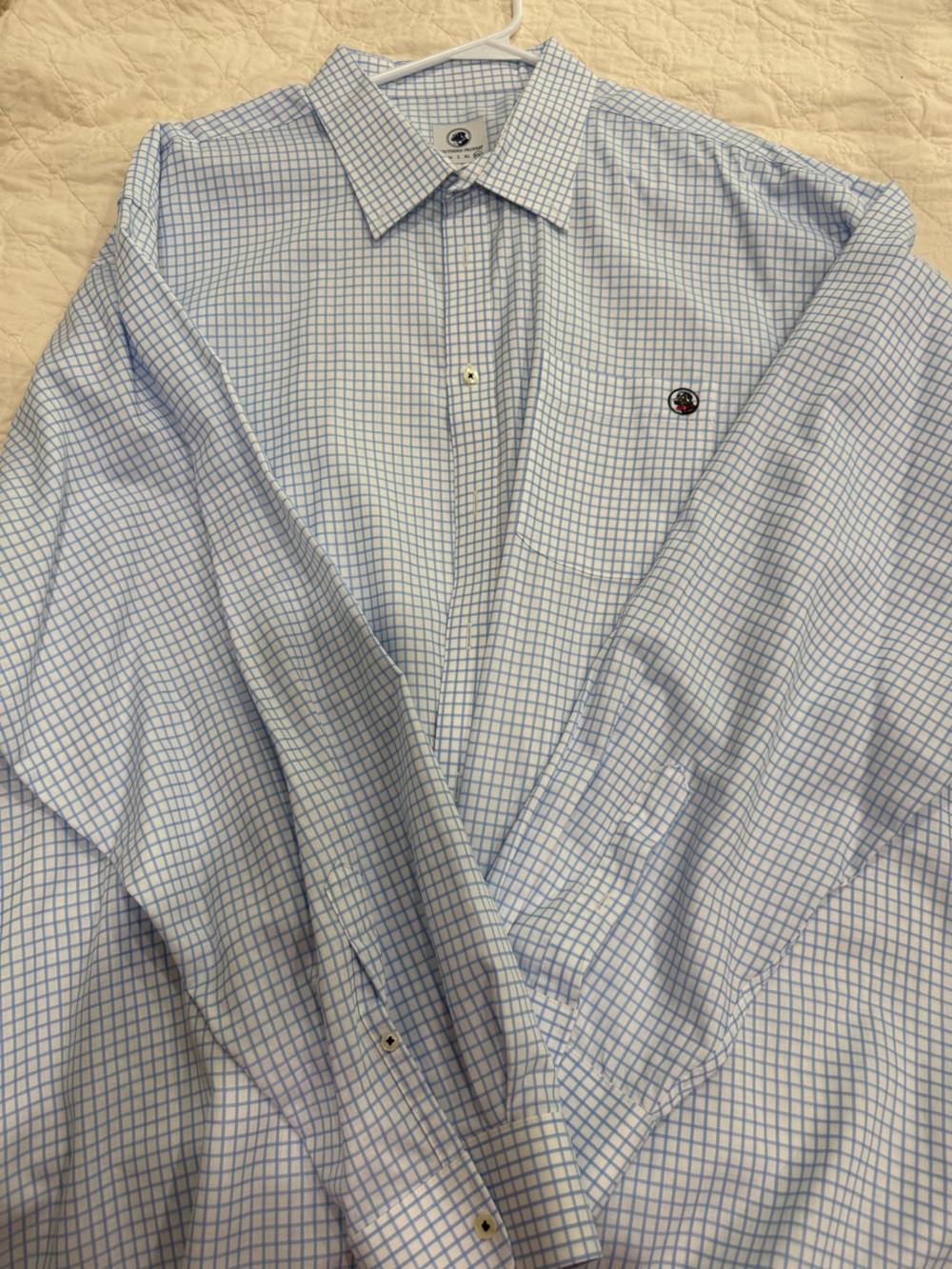 Southern Proper Light Blue and White Checked Dress Shirt